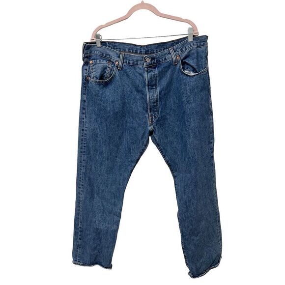 Levi's 501 Relaxed Classic Straight Leg Jeans Blue Denim Acid Wash Size W40 L30 - Picture 1 of 7